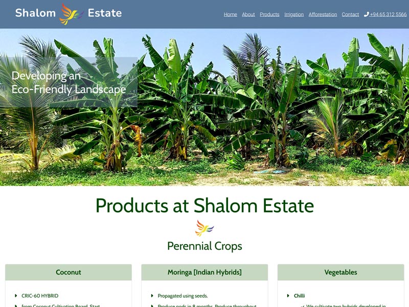 Shalom Estate Sri Lanka Website